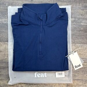 Feat Roam 1/4 Zip‎ Shirt Long Sleeve Blue Performance Unisex Medium NEW